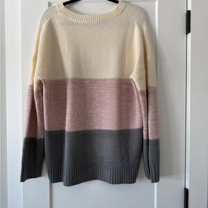 Colorblock Cream, Pink, and Gray Women's Sweater